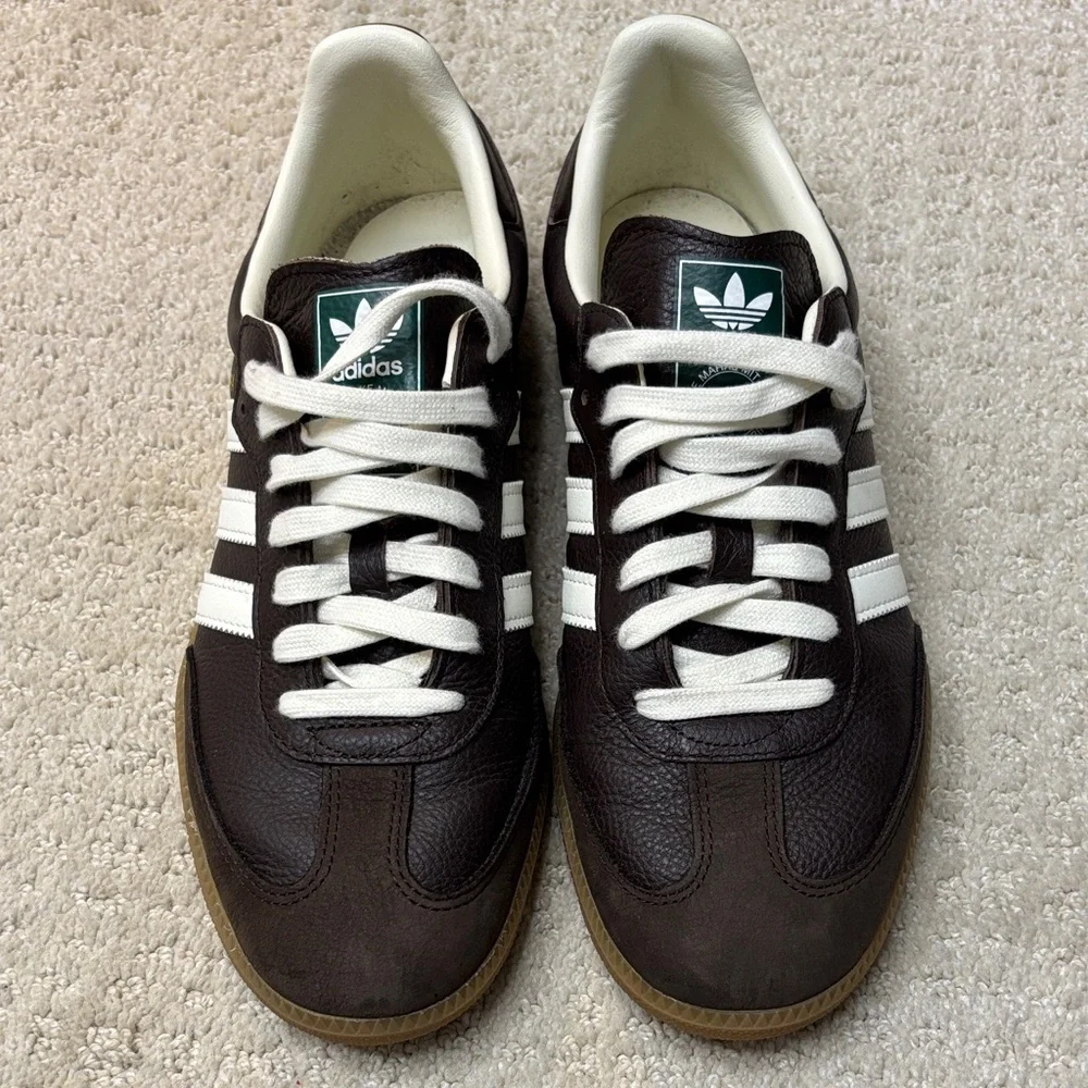adidas Samba Men's Brown and White Leather Sneakers - Picture 2 of 5